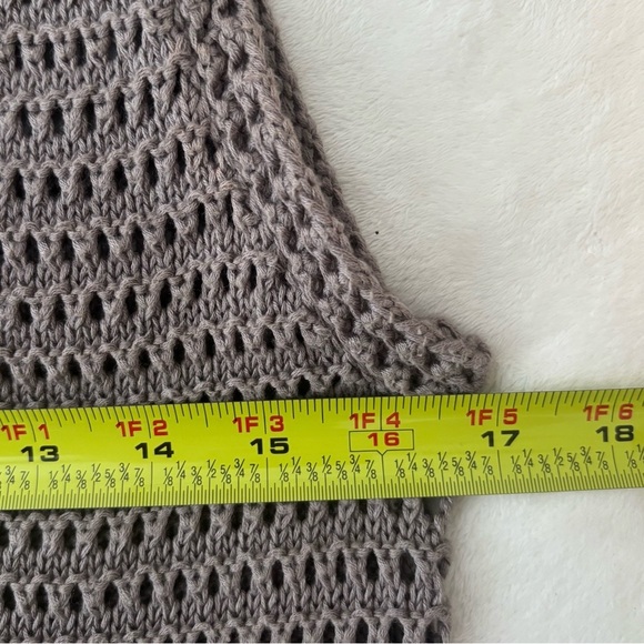 Boho Crochet Open Knit Longline Cardigan Duster Size Small in Taupe/Brown - Picture 9 of 10